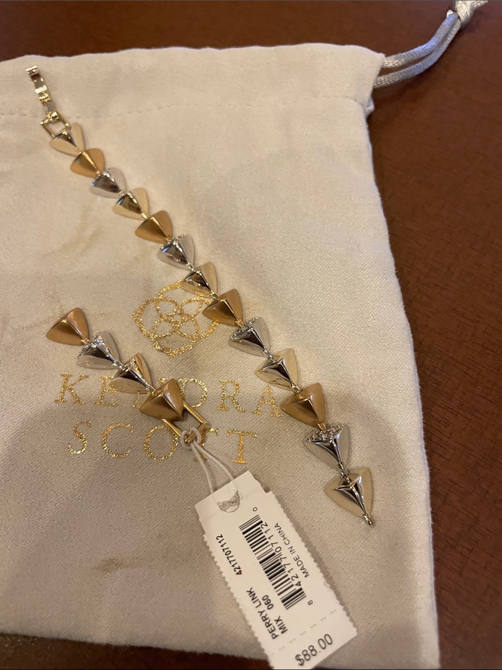Kendra Scott Two-Tone Gold and Silver Chevron Link Bracelet Broken